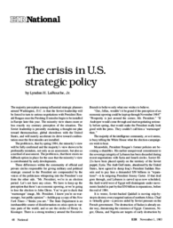 1983-11-01: The Crisis in U.S. Strategic Policy