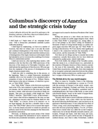1992-06-05: Columbus’s Discovery of America and the Strategic Crisis Today