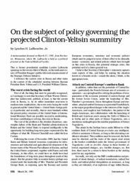 1993-03-26: On the Subject of Policy Governing the Projected Clinton-Yeltsin Summitry