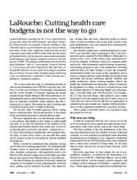 1993-11-05: LaRouche: Cutting Health-Care Budgets Is Not the Way To Go