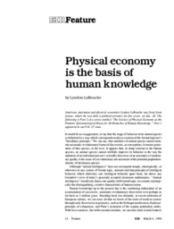 1994-03-04: Physical Economy Is the Basis of Human Knowledge, Part II
