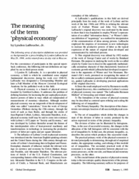 1995-01-01: The Meaning of the Term ‘Physical Economy’
