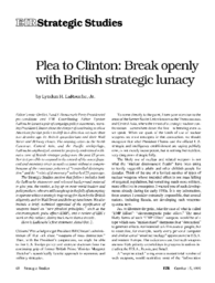 1999-10-15: Plea to Clinton: Break Openly with British Strategic Lunacy