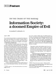 2000-04-28: On the Crash of the NASDAQ: Information Society: A Doomed Empire of Evil