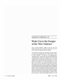 2000-06-02: Wake Up to the Danger of the ‘New Violence’