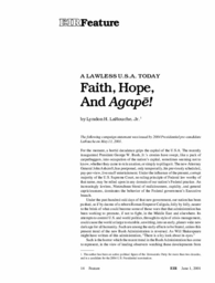 2001-06-01: A Lawless U.S.A. Today: Faith, Hope, and Agapē!