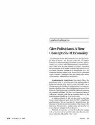 2001-12-28: Give Politicians a New Conception of Economy