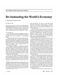 2004-12-03: The Follies of the Economic Hitmen: Re-Animating the World’s Economy