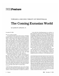 2004-12-17: Toward a Second Treaty of Westphalia: The Coming Eurasian World