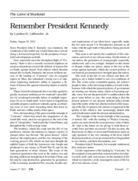 2012-08-17: The Labor of Mankind: Remember President Kennedy