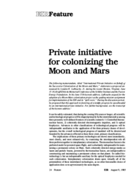 1985-08-09: Private Initiative for Colonizing the Moon and Mars