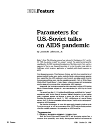 1986-10-24: Parameters for U.S.-Soviet Talks on AIDS Pandemic