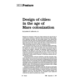1987-09-11: Design of Cities: in the Age of Mars Colonization