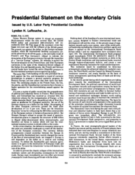 1976-02-15: Presidential Statement on the Monetary Crisis