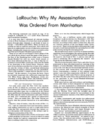 1977-08-23: LaRouche: Why My Assassination Was Ordered from Manhattan