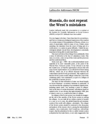 1994-05-13: Russia, Do Not Repeat the West’s Mistakes