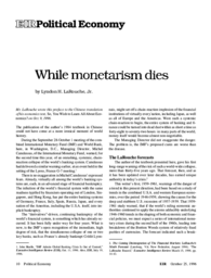 1996-10-25: While Monetarism Dies