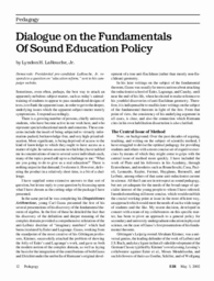2002-05-03: Dialogue on the Fundamentals of Sound Education Policy