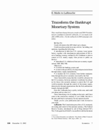 2002-12-13: Transform the Bankrupt Monetary System