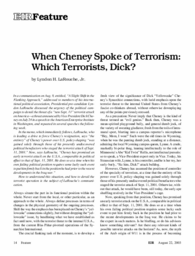 2003-08-22: When Cheney Spoke of Terrorism: Which Terrorists, Dick?