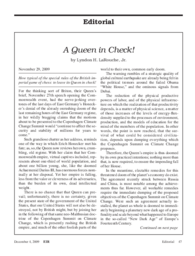 2009-12-04: Editorial: A Queen in Check!