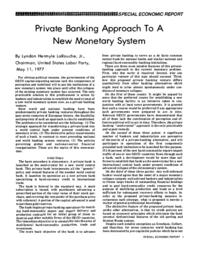 1977-05-17: Private Banking Approach to a New Monetary System