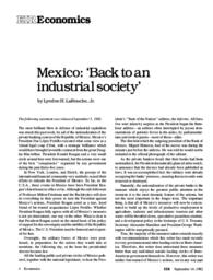 1982-09-14: Mexico: ‘Back to an Industrial Society’