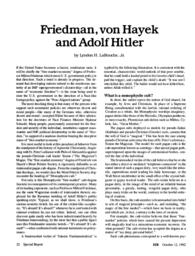 1982-10-12: Friedman, von Hayek, and Adolf Hitler