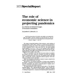 1985-05-07: The Role of Economic Science in Projecting Pandemics as a Feature of Advanced Stages of Economic Breakdown