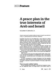 1990-08-31: A Peace Plan in the True Interests of Arab and Israeli