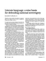 1990-11-02: Literate Language: A Wise Basis for Defending National Sovereignty