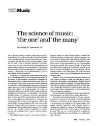 1991-01-04: The Science of Music: ‘The One’ and ‘The Many’