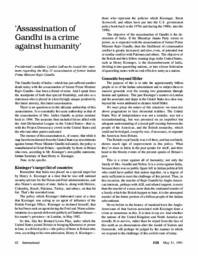 1991-05-31: ‘Assassination of Gandhi Is a Crime Against Humanity’