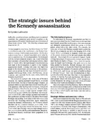 1992-02-07: The Strategic Issues Behind the Kennedy Assassination