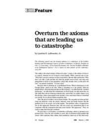 1996-03-01: Overturn the Axioms That Are Leading Us to Catastrophe