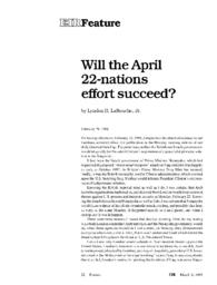 1998-03-06: Will the April 22-Nations Effort Succeed?