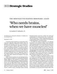 2000-01-07: The Heritage Foundation Misspeaks—Again: ‘Who Needs Brains, When We Have Muscles!’