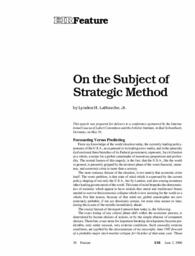2000-06-02: On the Subject of Strategic Method