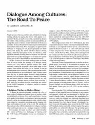 2001-02-09: Dialogue Among Cultures: The Road to Peace