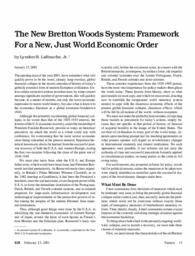 2001-02-23: The New Bretton Woods System: Framework for a New, Just World Economic Order