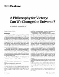 2001-03-02: A Philosophy of Victory: Can We Change the Universe?