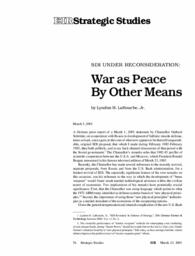 2001-03-23: SDI Under Reconsideration: War as Peace by Other Means