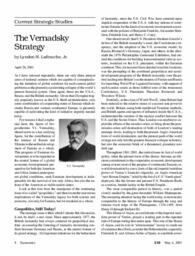 2001-05-04: Current Strategic Studies: The Vernadsky Strategy