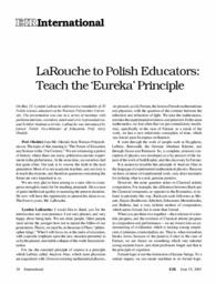 2001-06-15: LaRouche to Polish Educators: Teach the ‘Eureka’ Principle