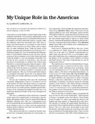 2003-08-08: My Unique Role in the Americas