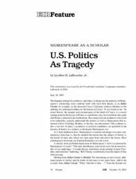 2003-10-10: Shakespeare As a Scholar: U.S. Politics As Tragedy