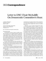 2004-04-02: Letter to the DNC Chair McAuliffe on Democratic Committee’s Hoax