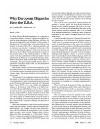 2006-03-17: Why European Oligarchs Hate the U.S.A.