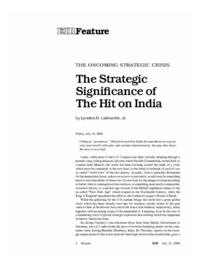 2006-07-21: The Presently Oncoming Strategic Crisis: The Strategic Significance of the Hit on India