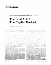 2007-01-12: What the Congress Needs to Learn: The Lost Art of the Capital Budget